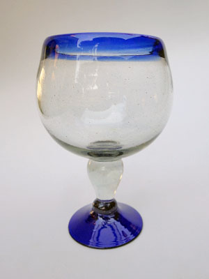 New Items / 'Cobalt Blue Rim' shrimp cocktail 'Chabela' glasses  / These 'Chabela' glasses are used all over Mexican beaches to serve cold shrimp cocktail or Micheladas. It's name comes from a woman named Chabela, whose exhuberant curves were similar to those in the glass.